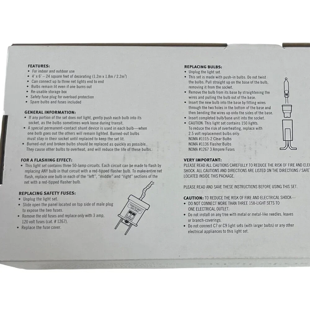 Noma 4X6 Net-Style‎ Lights 150 Clear Indoor/Outdoor Green Wire